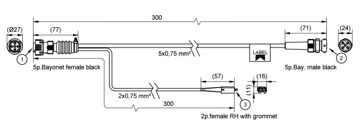 Adapter for 3rd brake light 0.2m + outlet 3.0m 2-pin connector - 404567.001 - Accessories & spare pa