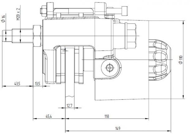 Hydraulic spring applied - air released sliding caliper brakes - 103201 - Industrial brakes