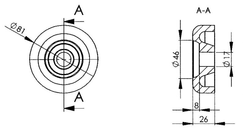 End cap for keel roller - 402809.027 - Boat trailer