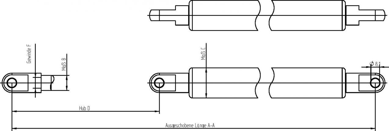 Gas spring with eye - 404429.001 - Gas Spring Strut