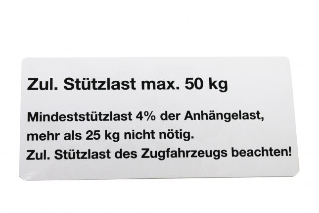 Support load plate for passenger car trailer - 404443.001 - Signs