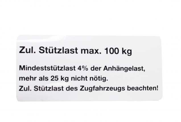 Support load plate for passenger car trailer - 404445.001 - Signs