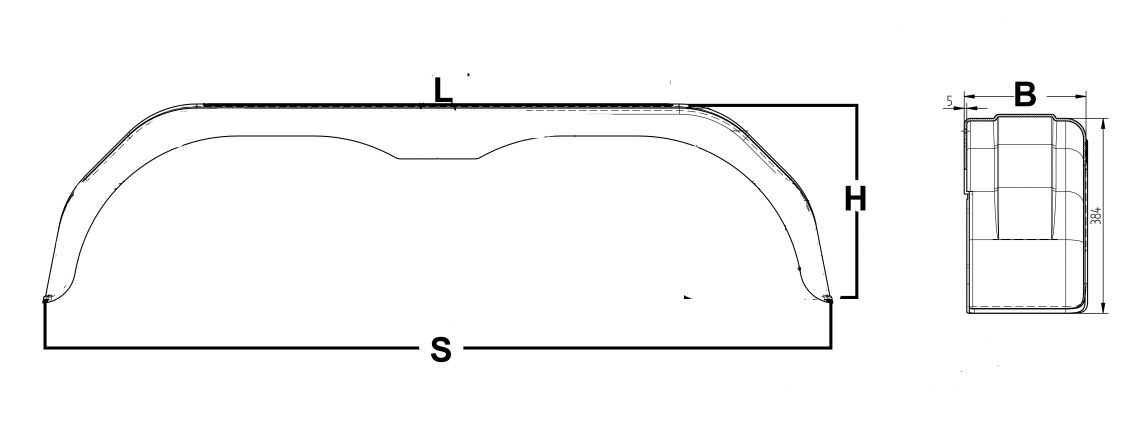 Mudguard double-axle plastic angular - 6X1506.002 - Mudguard