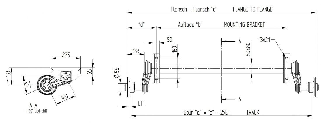Axle VG10-M - B304184022 - Axles unbraked